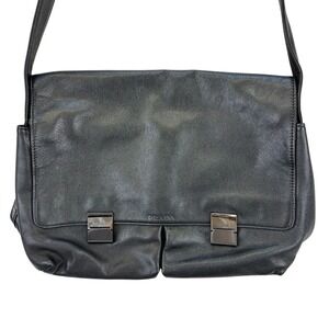 Prada Messenger Bag Men's OS Black Leather Crossbody Italian Designer Luxury